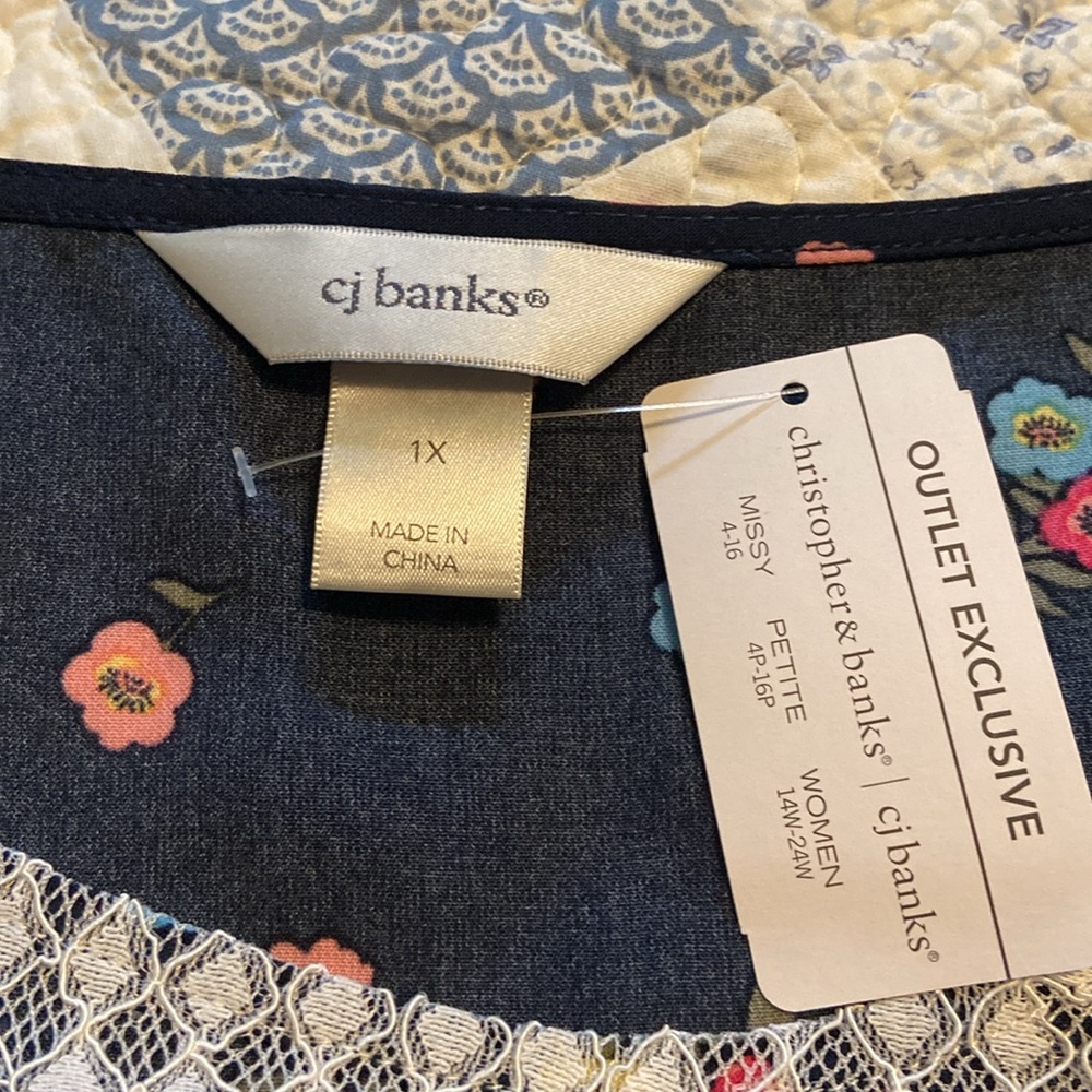 CJ Banks Lightweight Navy Tank Top 1X - Picture 5 of 7